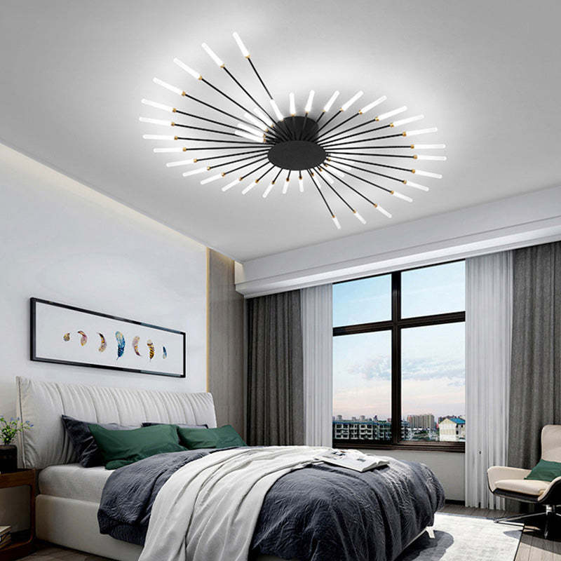 Wesley Fireworks Flush-Mount Ceiling Light in Black/Gold