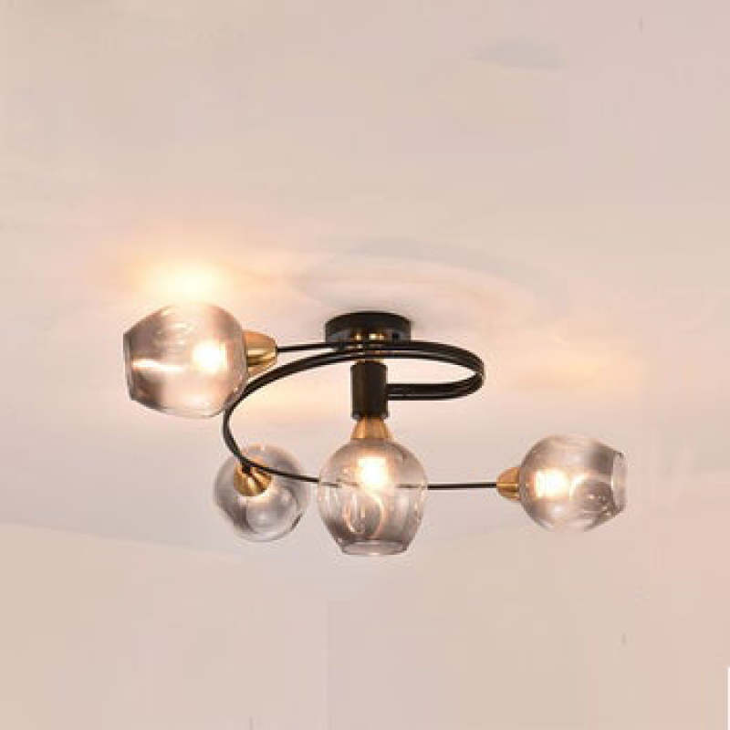 Valentina Black/Gold Glass Flush-Mount Ceiling Light for Dining Room