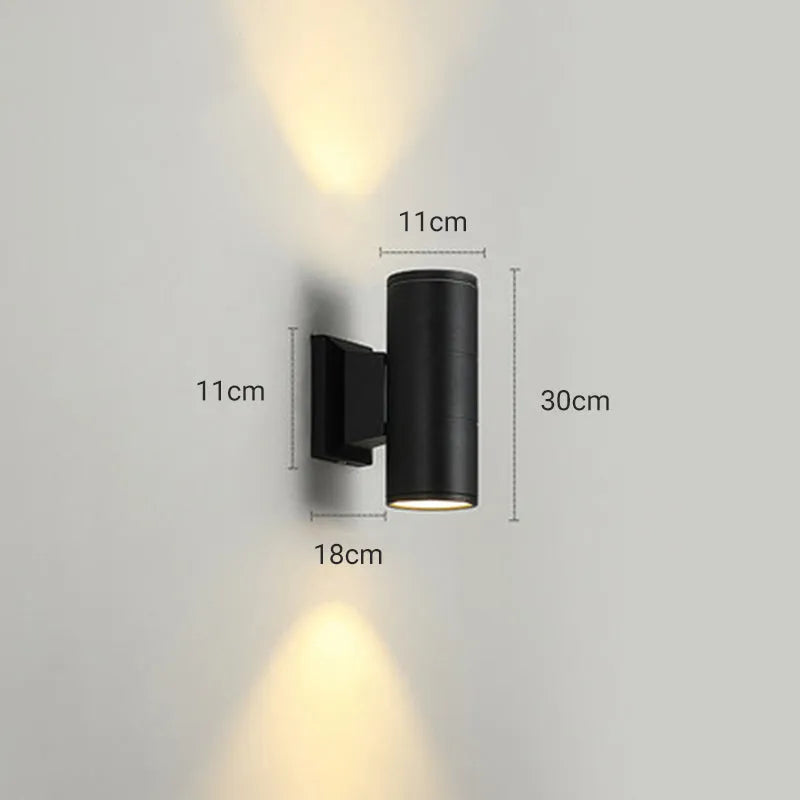 Kren Minimalist Black Metal Dual-Head Outdoor Wall Light
