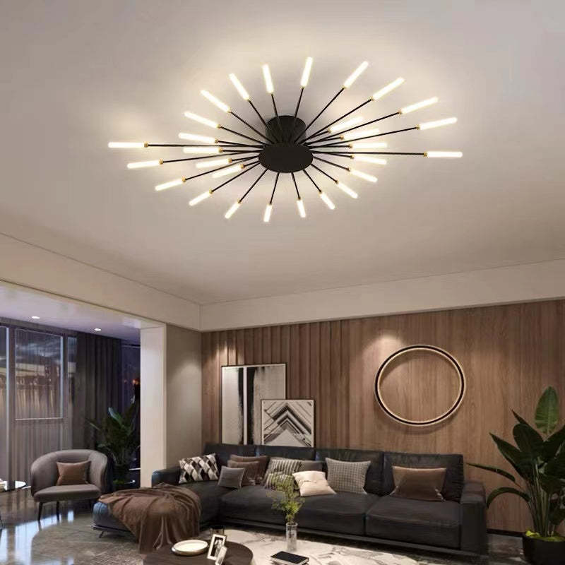 Wesley Fireworks Flush-Mount Ceiling Light in Black/Gold