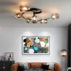 Valentina Black/Gold Glass Flush-Mount Ceiling Light for Dining Room
