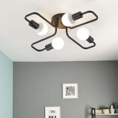 Arisha Modern Industrial Minimalist Black Metal Ceiling Light