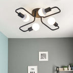 Arisha Modern Industrial Minimalist Black Metal Ceiling Light