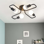 Arisha Modern Industrial Minimalist Black Metal Ceiling Light