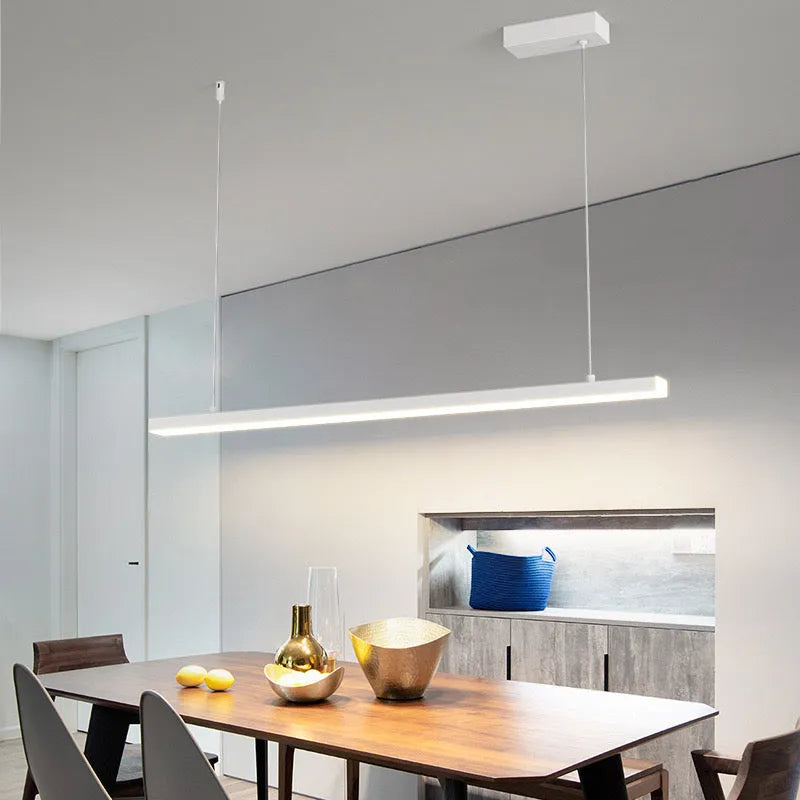 Arisha Minimalist Linear Metal Pendant Light, White or Black