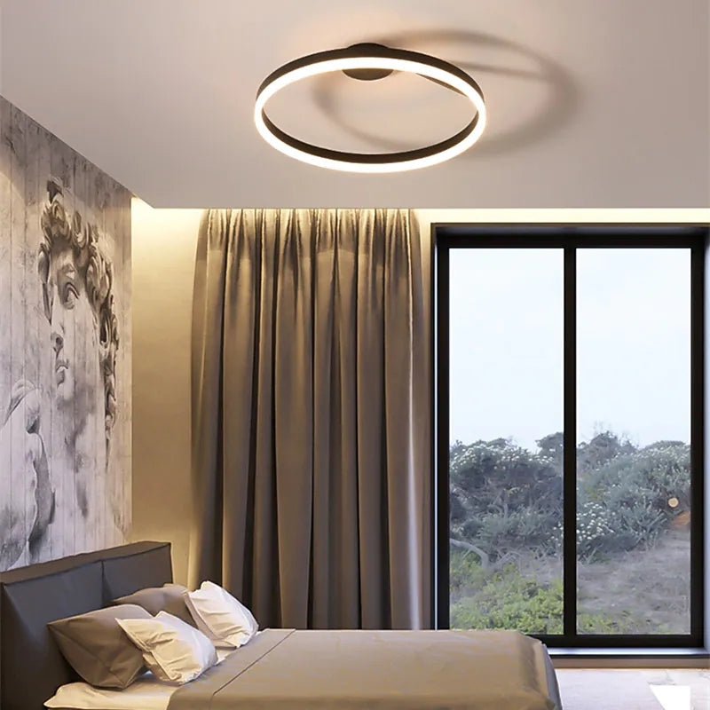 Solen Modern Black & White Circular Flush-Mount Ceiling Light