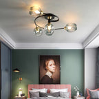 Valentina Black/Gold Glass Flush-Mount Ceiling Light for Dining Room