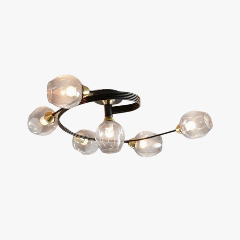 Valentina Black/Gold Glass Flush-Mount Ceiling Light for Dining Room