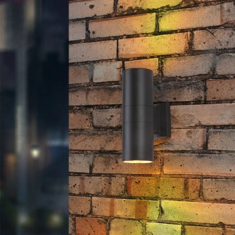 Kren Minimalist Black Metal Dual-Head Outdoor Wall Light