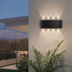 Tronix Modern Rectangular Metal Outdoor Wall Lamp, Black/White, Water-wave