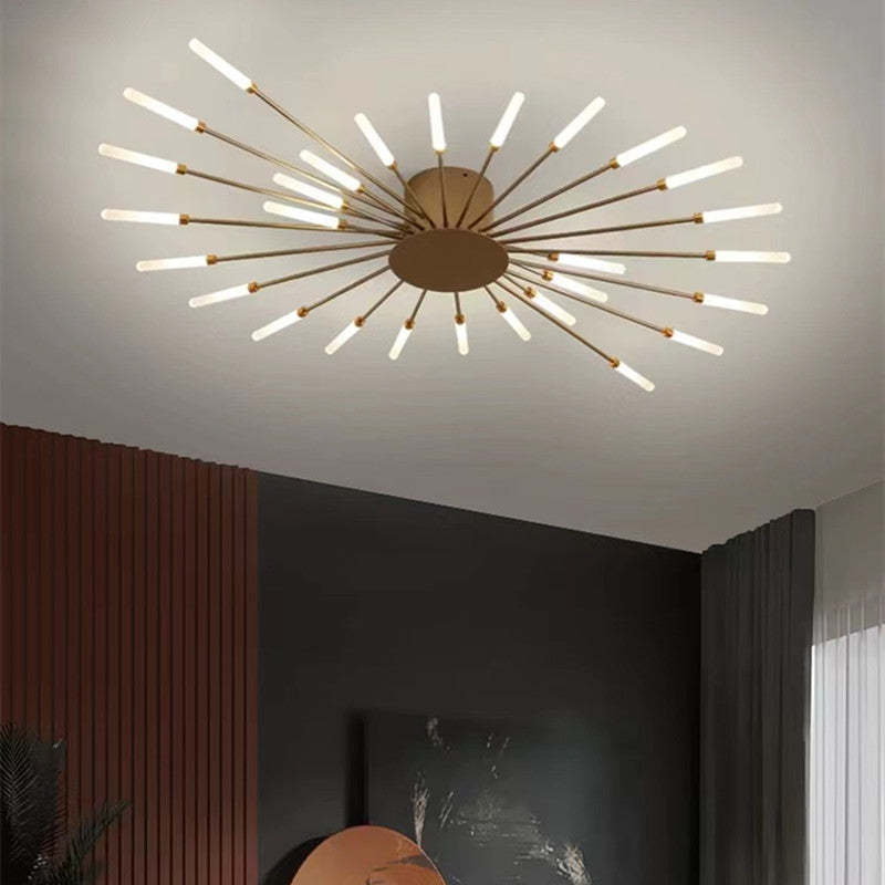 Wesley Fireworks Flush-Mount Ceiling Light in Black/Gold