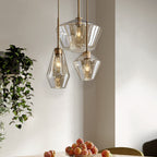 June Diamond-Shaped Glass Pendant Light, Clear/Amber