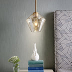 June Diamond-Shaped Glass Pendant Light, Clear/Amber