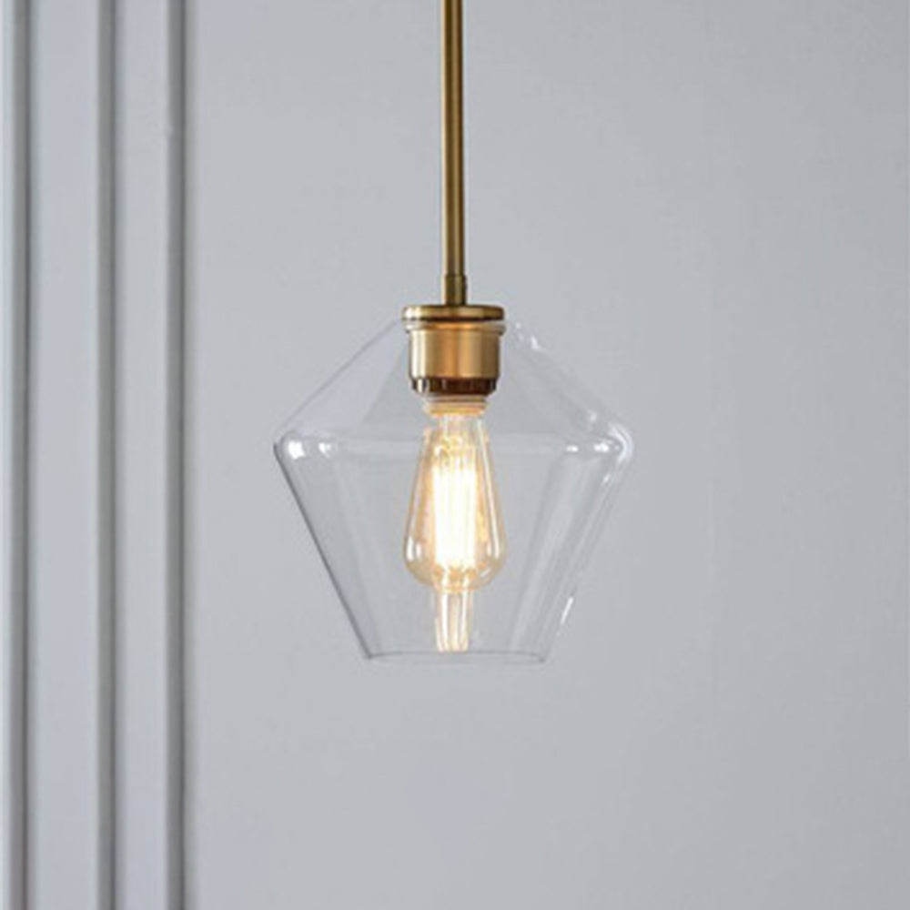 June Diamond-Shaped Glass Pendant Light, Clear/Amber
