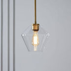 June Diamond-Shaped Glass Pendant Light, Clear/Amber