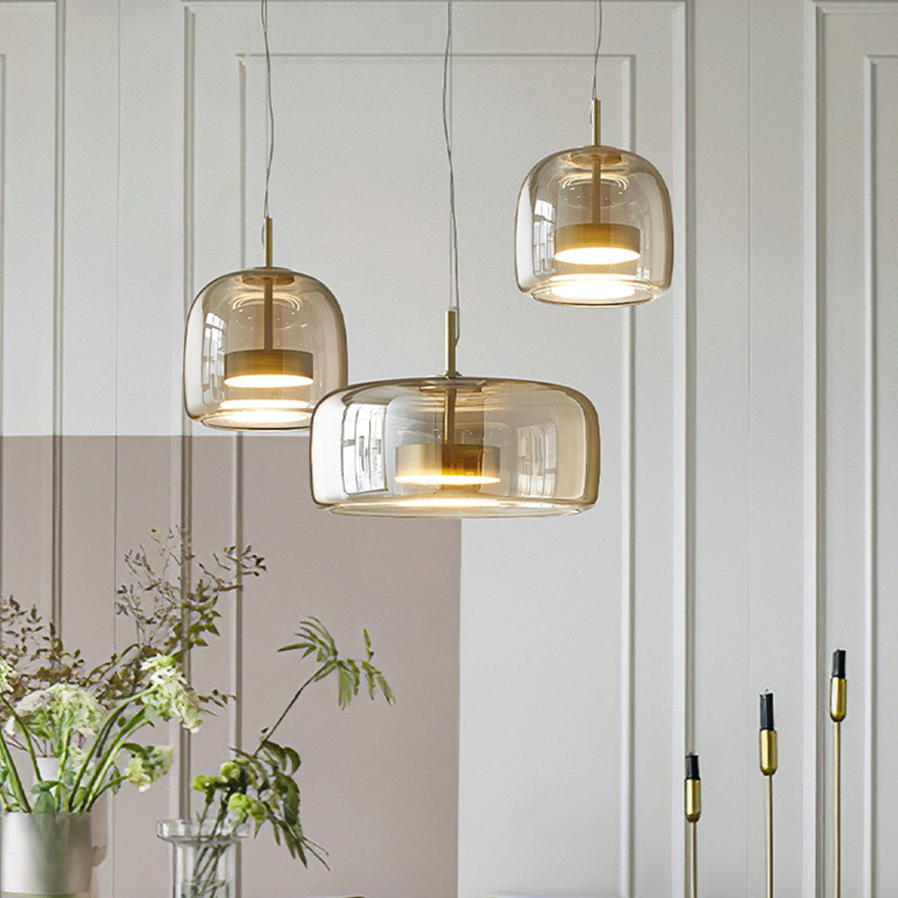 June Morden Glass Pendant Light in Clear, Smoky, or Amber
