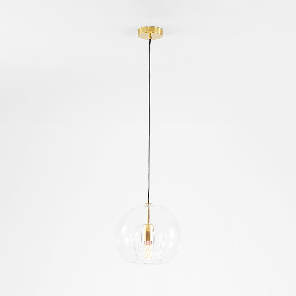June Clear & Amber Glass Globe Pendant Light