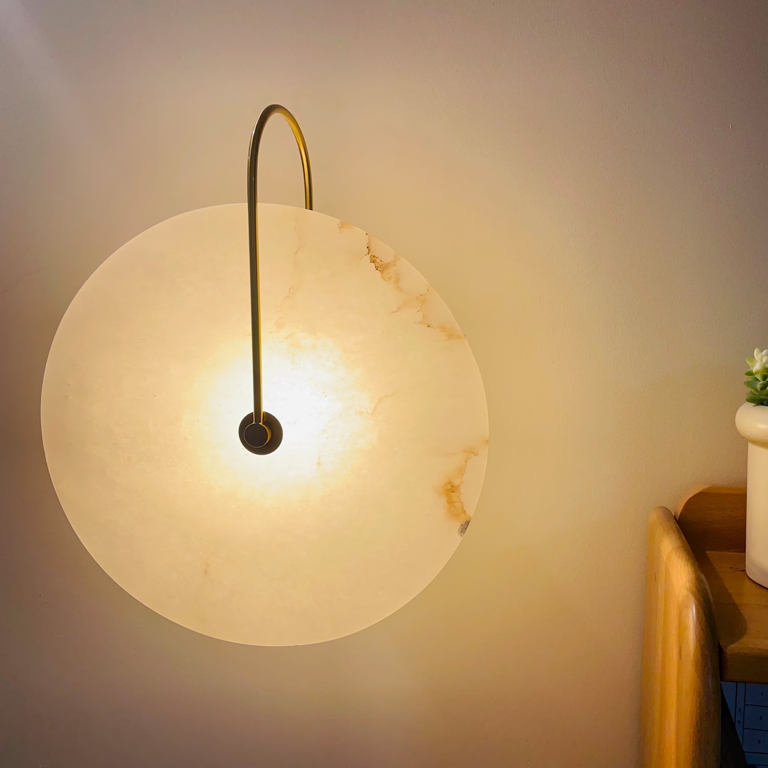 Kristy Iconic Round Alabaster LED Wall Lamp