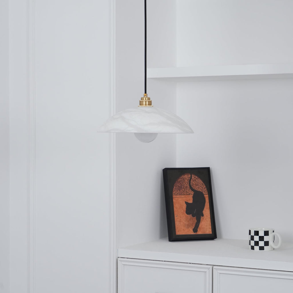 Delin Alabaster & Brass Dome Pendant Light