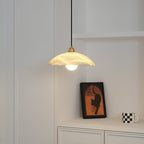 Delin Alabaster & Brass Dome Pendant Light