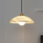 Delin Alabaster & Brass Dome Pendant Light