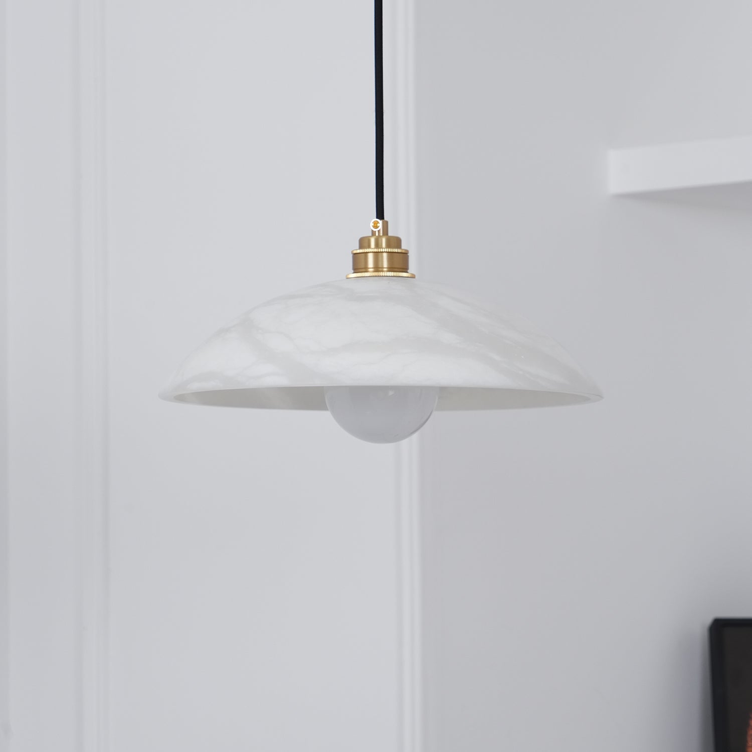 Delin Alabaster & Brass Dome Pendant Light