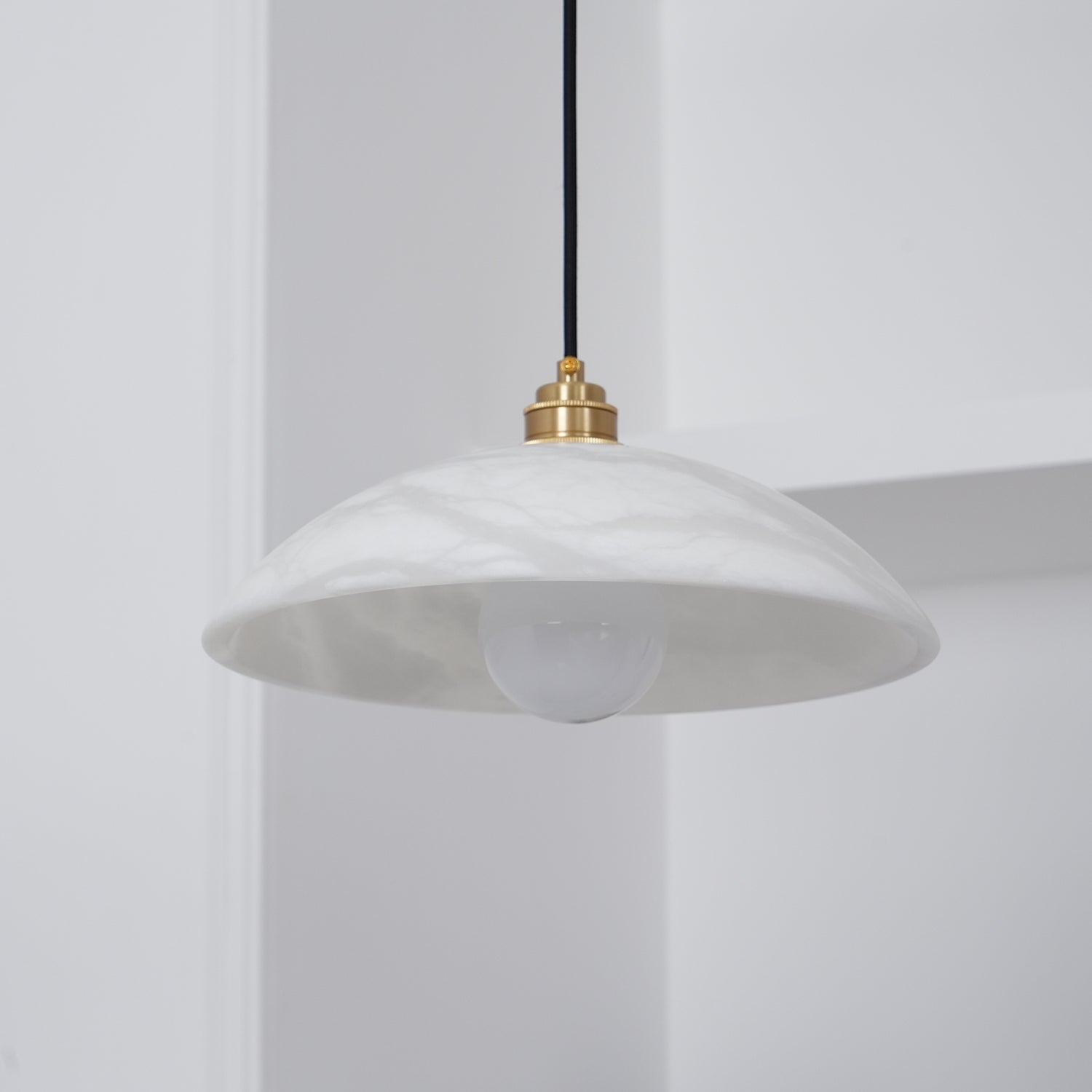 Delin Alabaster & Brass Dome Pendant Light