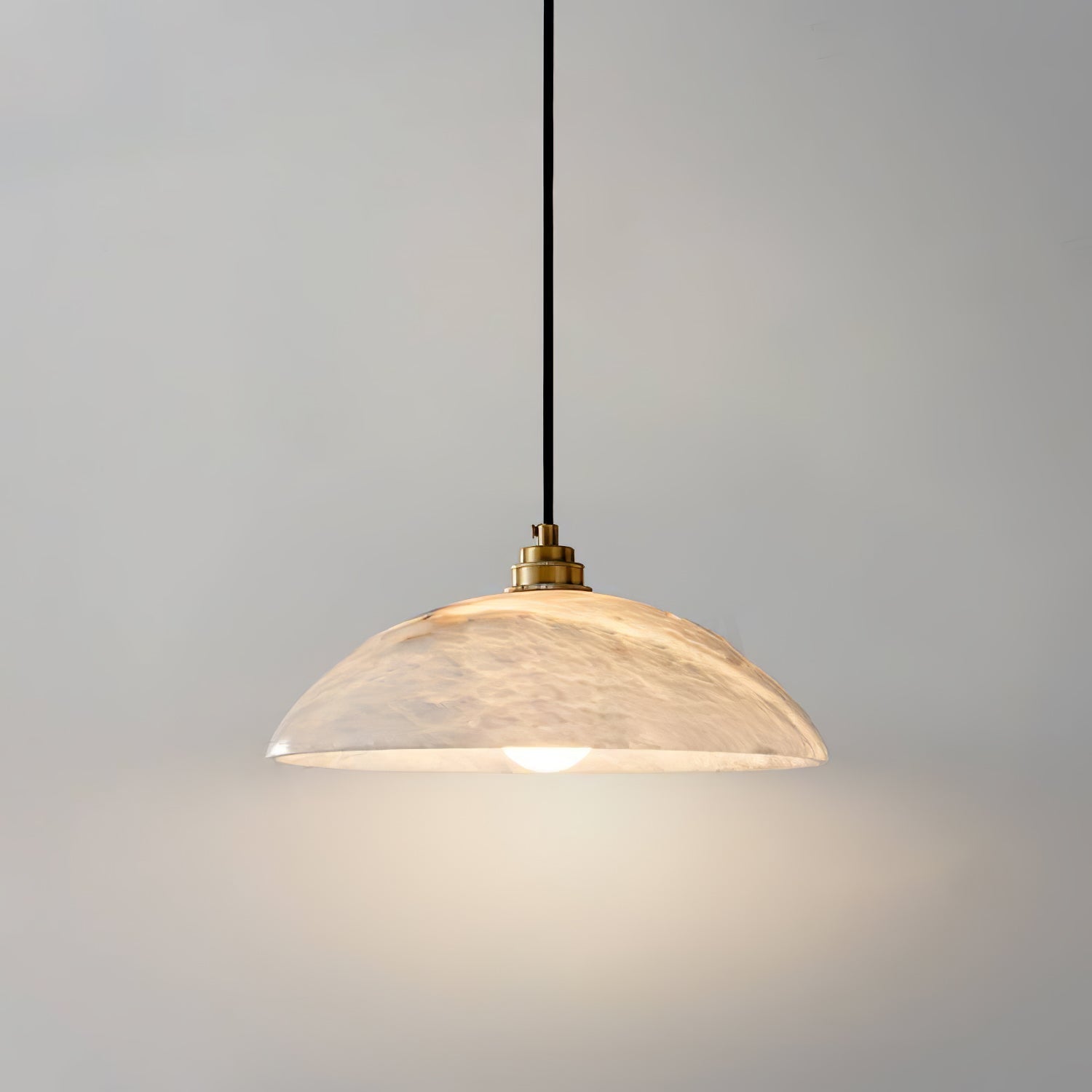 Delin Alabaster & Brass Dome Pendant Light