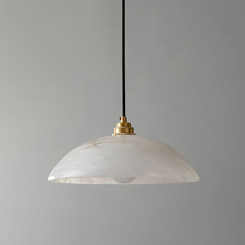 Delin Alabaster & Brass Dome Pendant Light