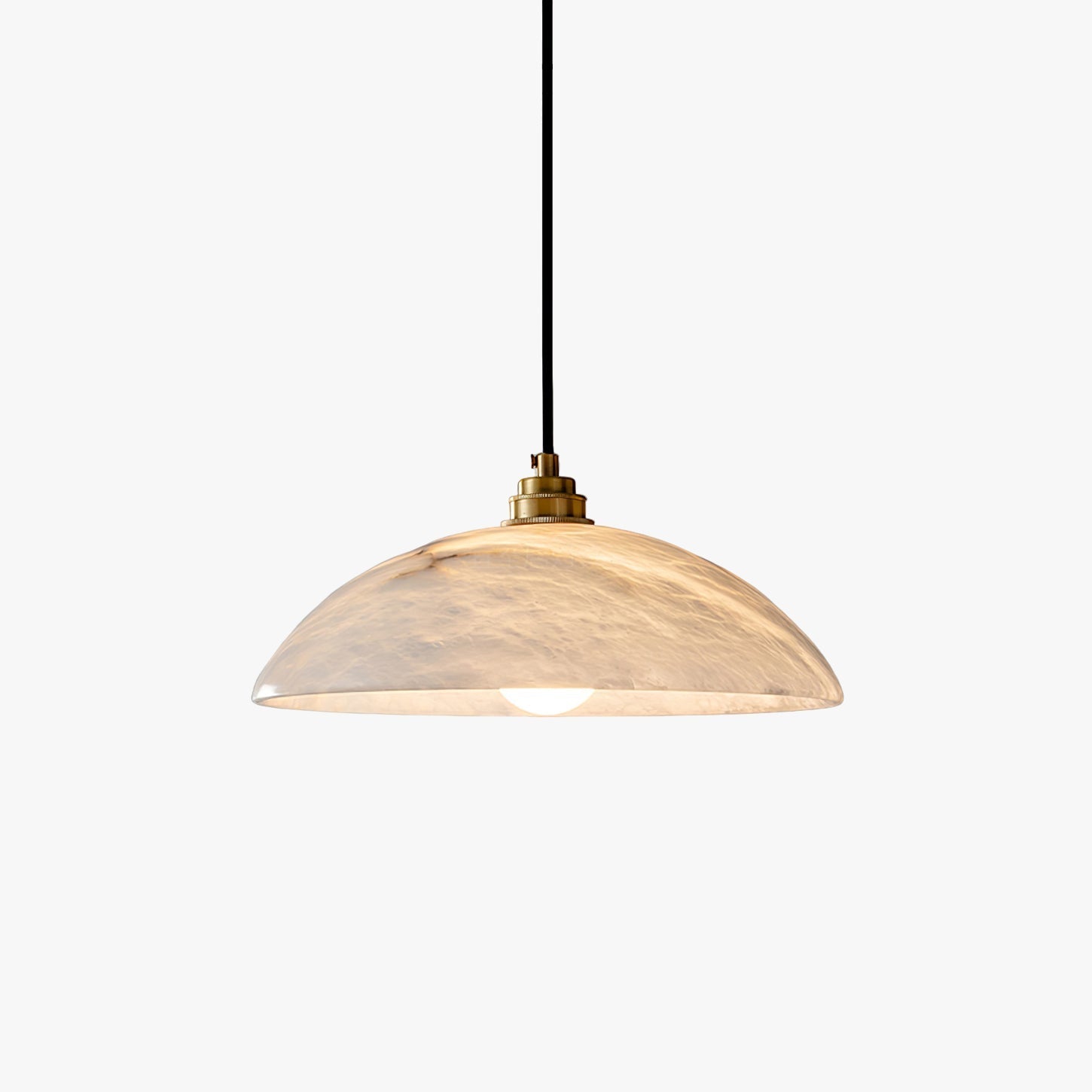 Delin Alabaster & Brass Dome Pendant Light