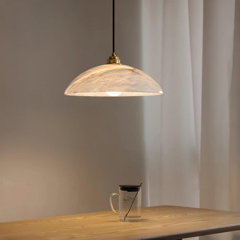 Delin Alabaster & Brass Dome Pendant Light