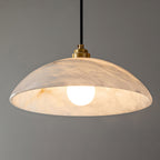 Delin Alabaster & Brass Dome Pendant Light