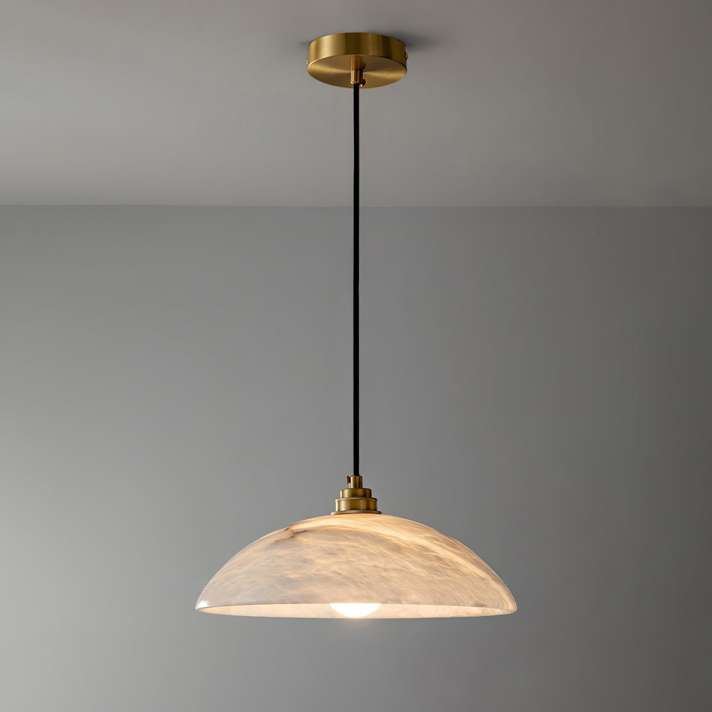 Delin Alabaster & Brass Dome Pendant Light