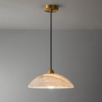 Delin Alabaster & Brass Dome Pendant Light