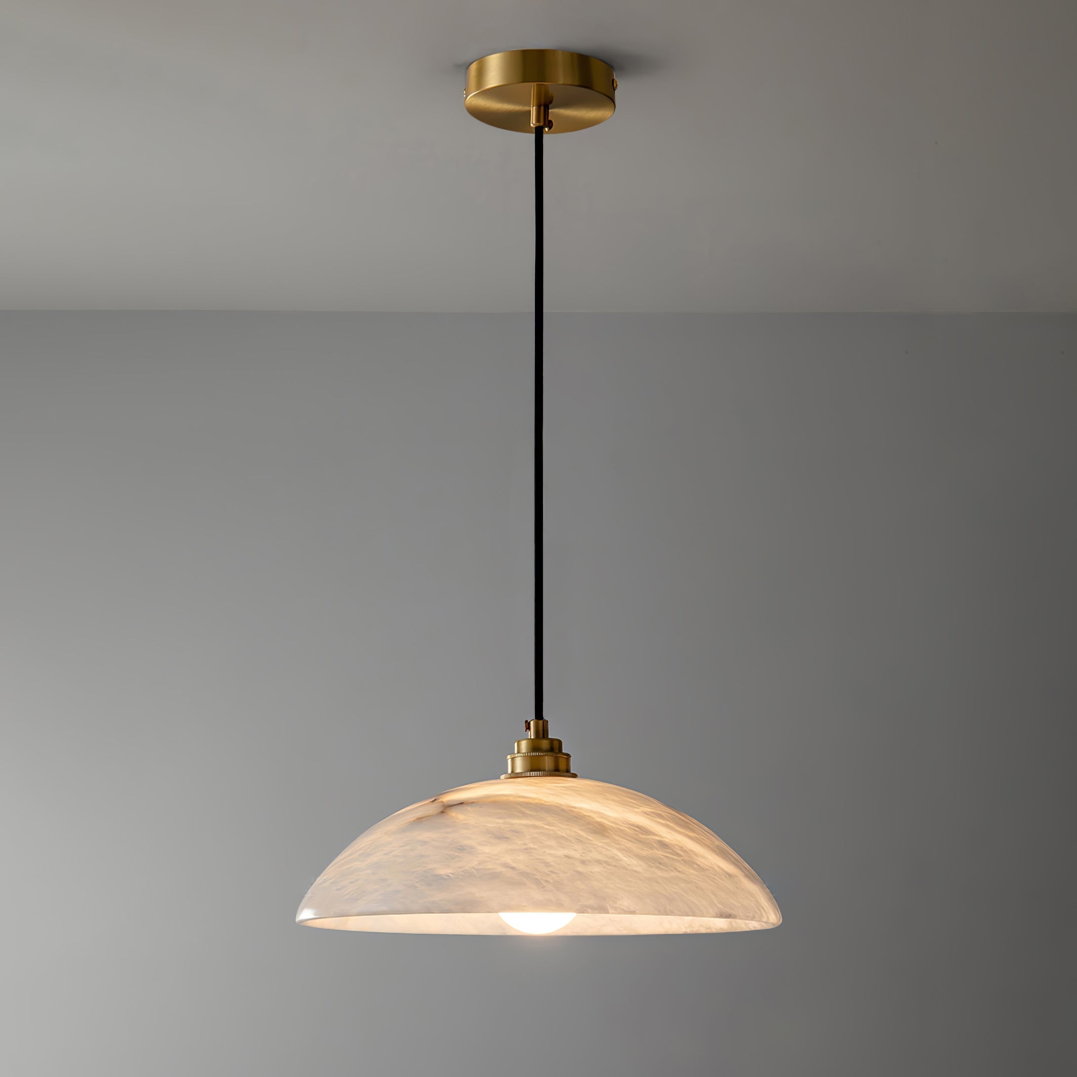 Delin Alabaster & Brass Dome Pendant Light