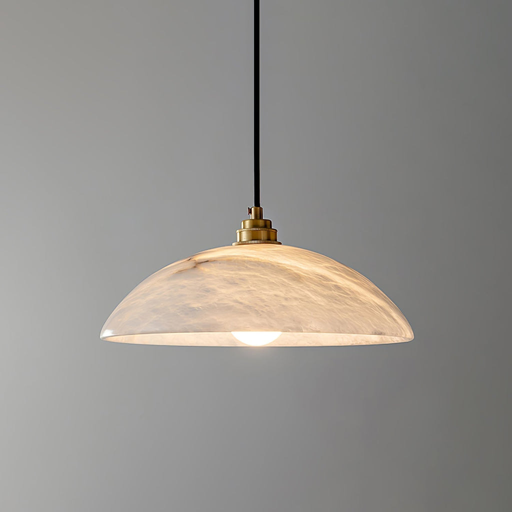 Delin Alabaster & Brass Dome Pendant Light