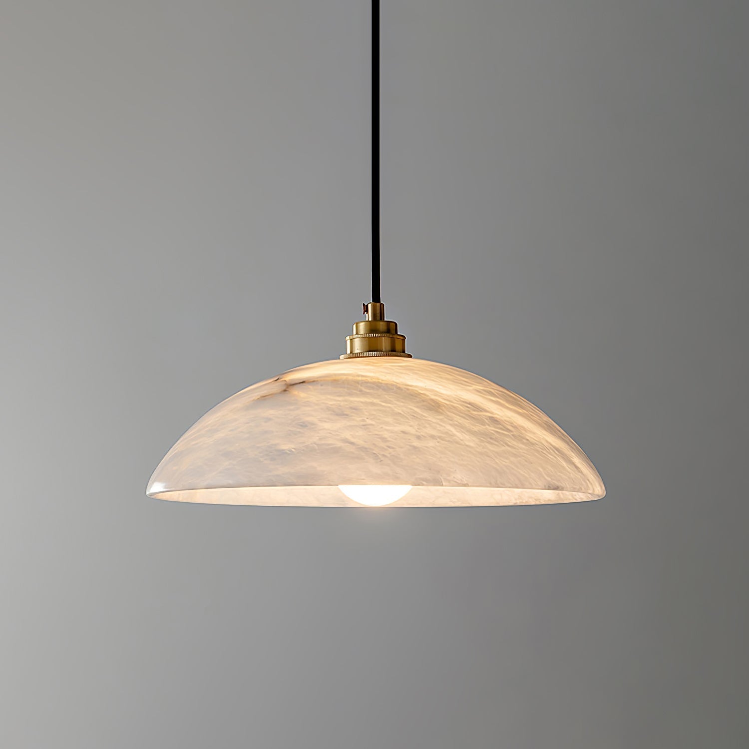 Delin Alabaster & Brass Dome Pendant Light