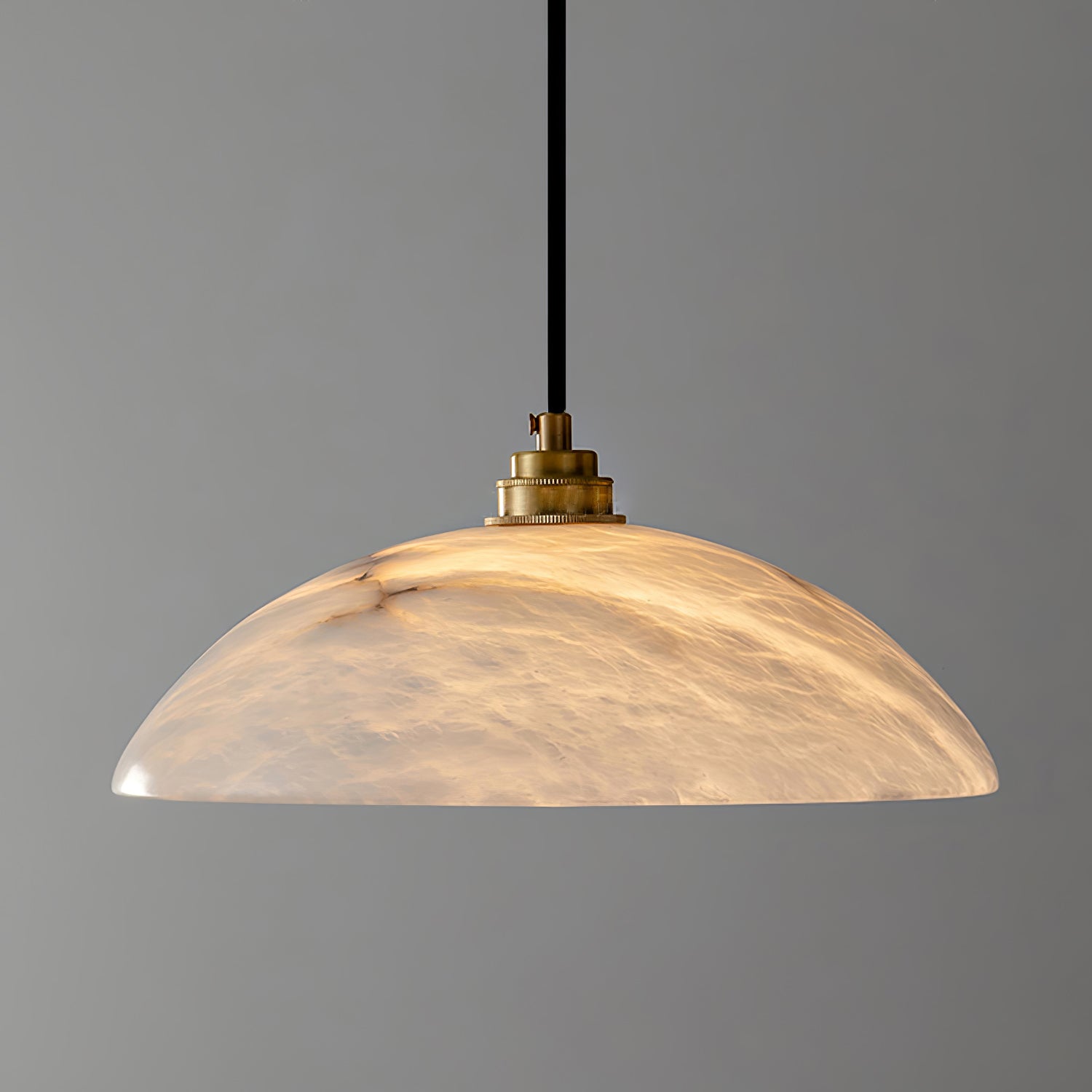 Delin Alabaster & Brass Dome Pendant Light