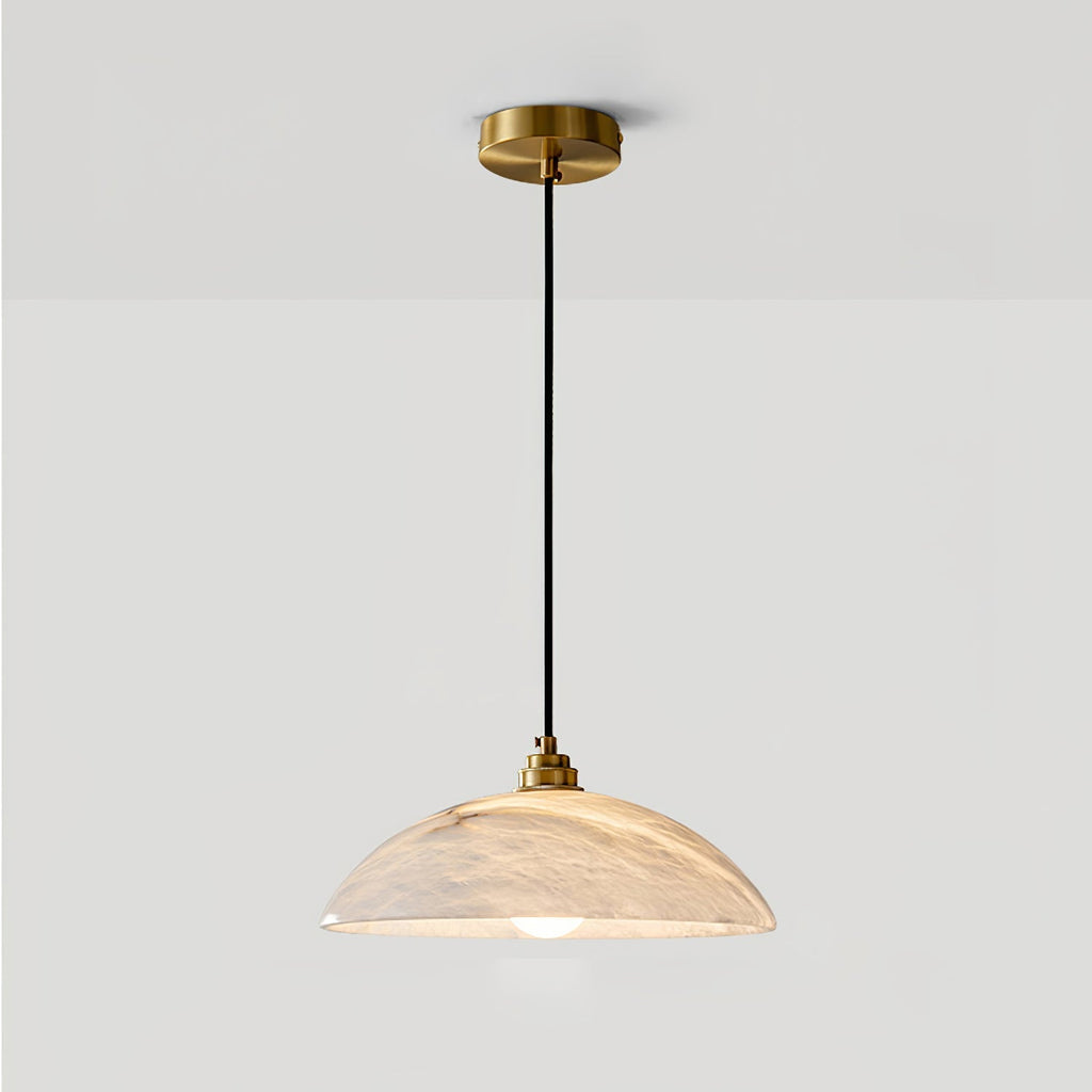 Delin Alabaster & Brass Dome Pendant Light