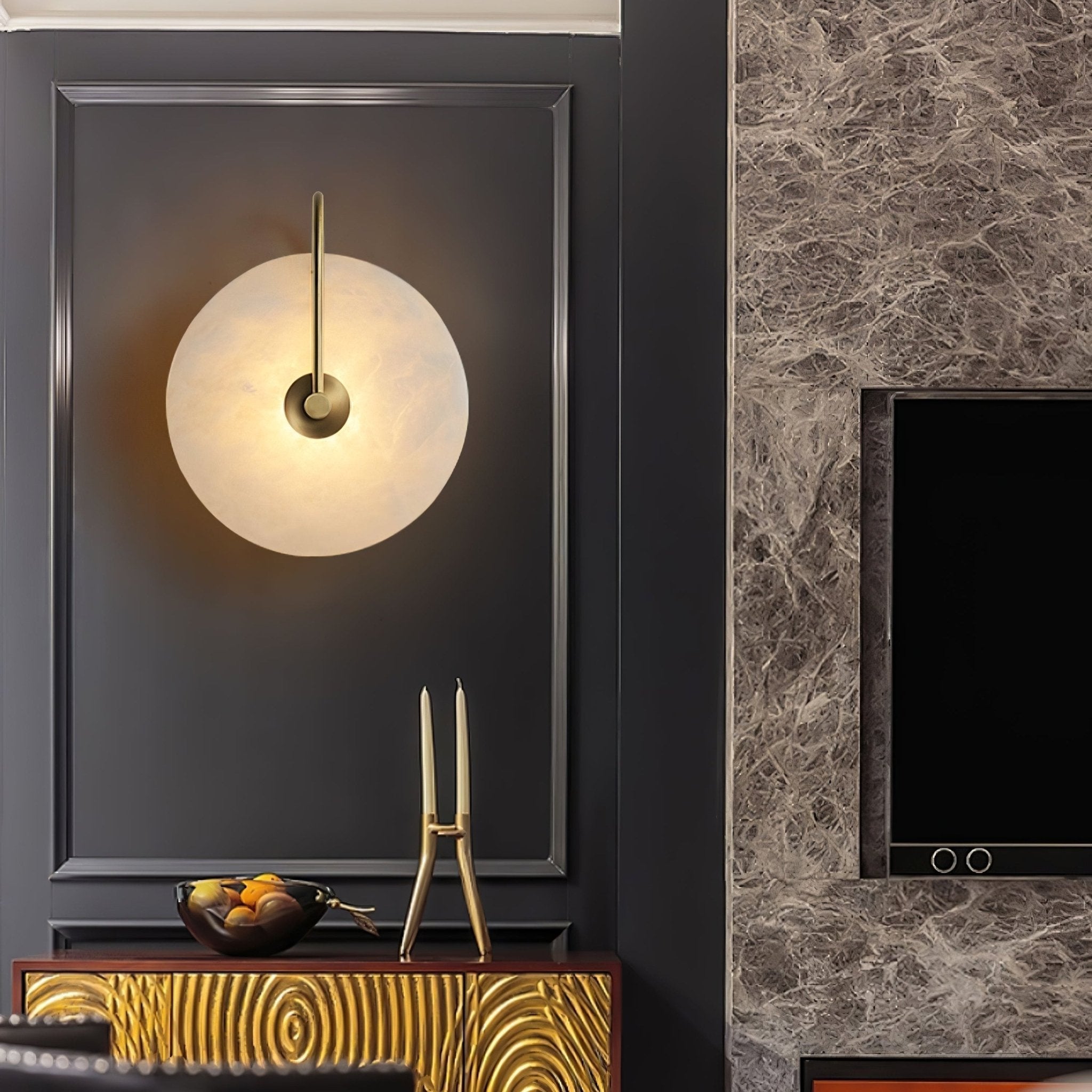 Kristy Iconic Round Alabaster LED Wall Lamp