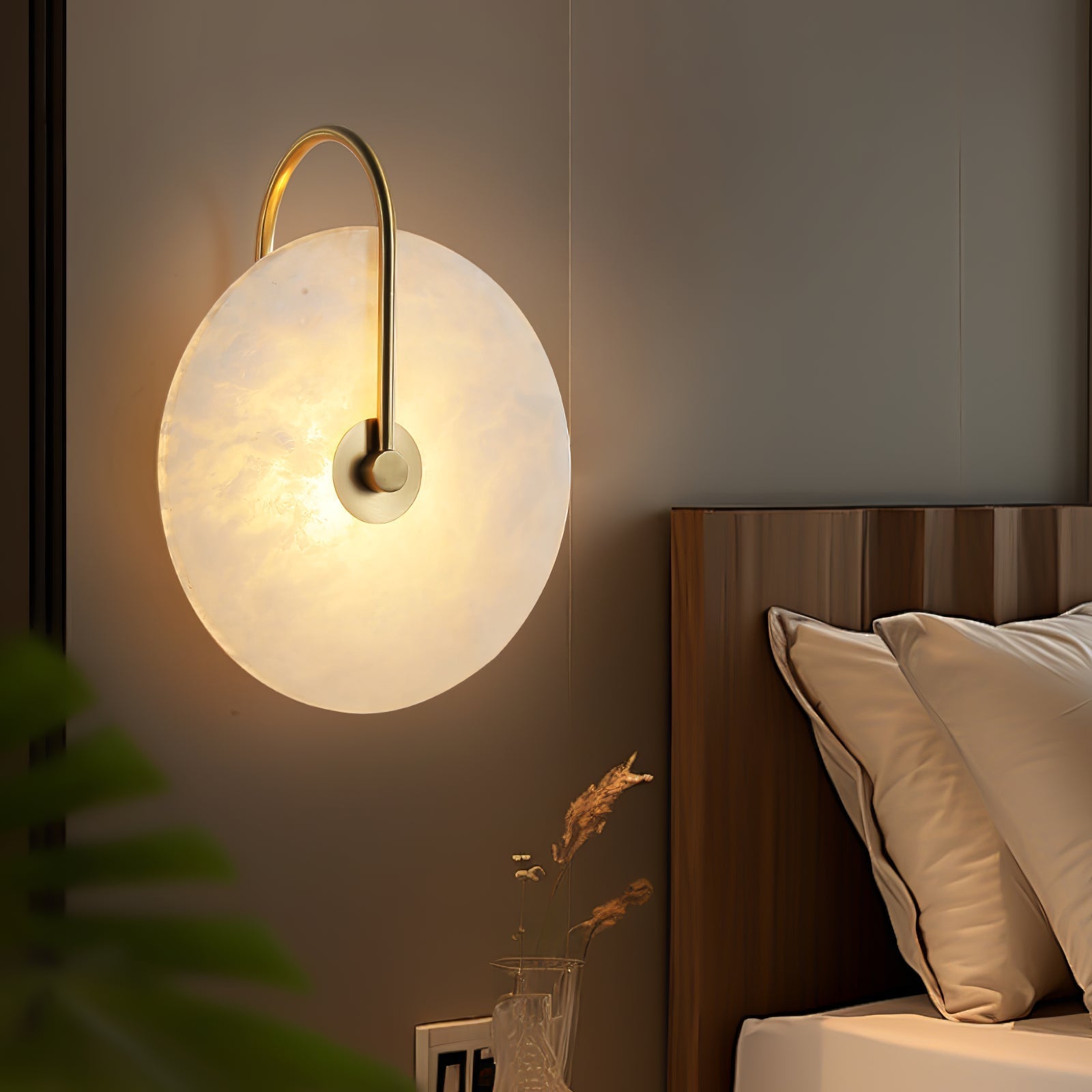 Kristy Iconic Round Alabaster LED Wall Lamp