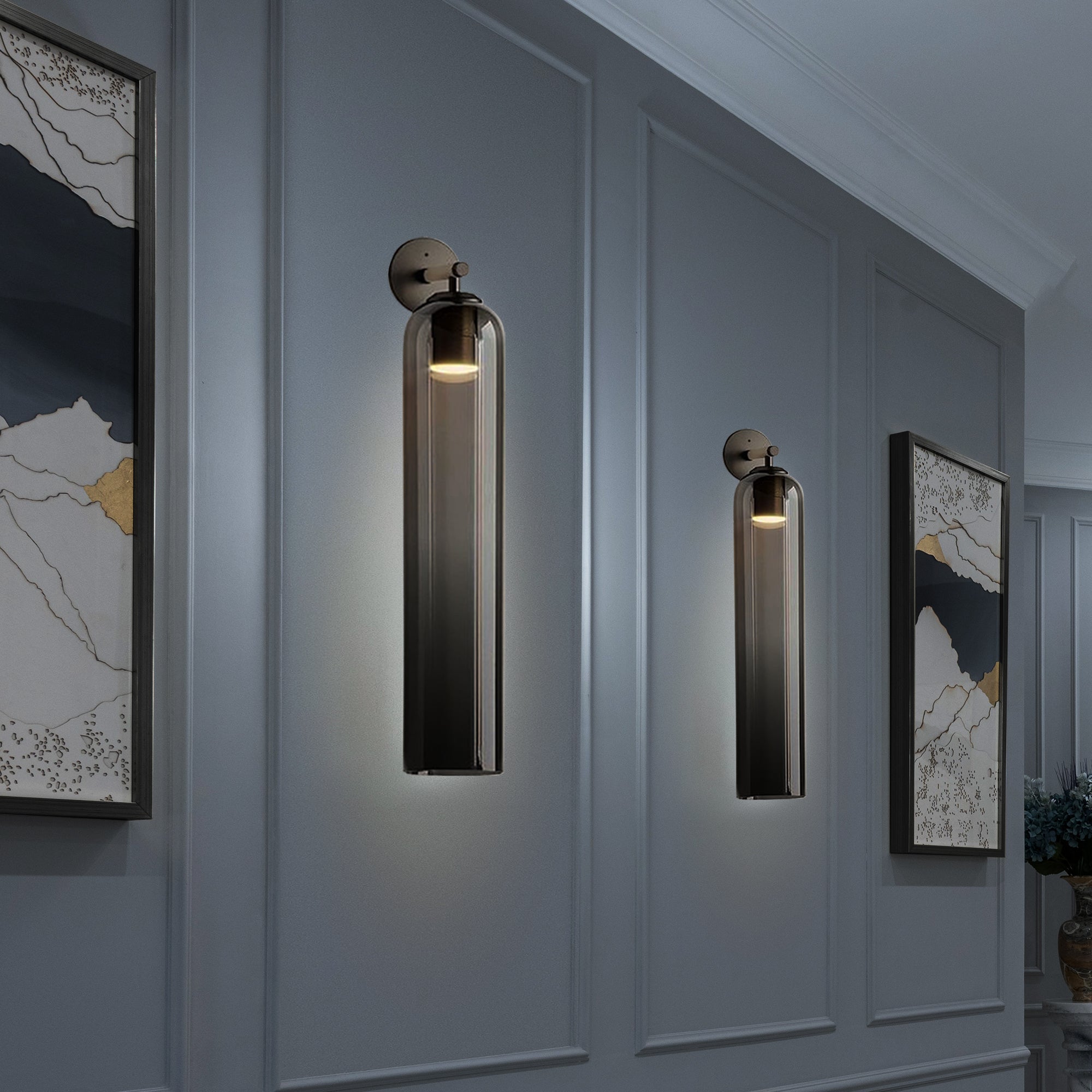 June Indoor Wall Lamp with Cylindrical Glass Shade