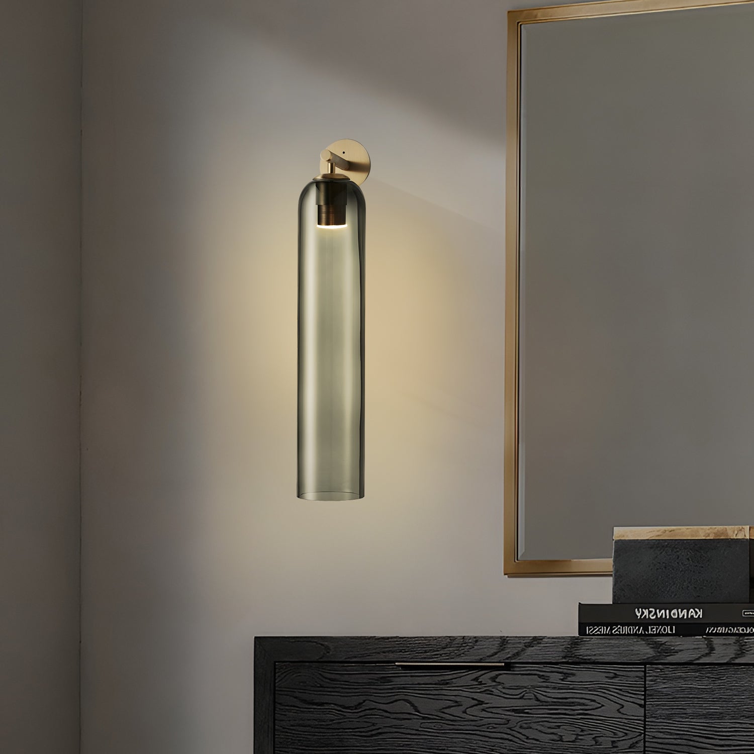 June Indoor Wall Lamp with Cylindrical Glass Shade