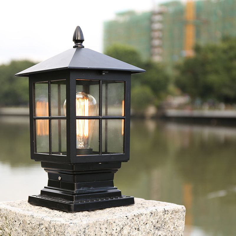 Etilo Modern Metal and Glass LED Outdoor Post Lantern