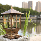 Etilo Modern Metal and Glass LED Outdoor Post Lantern