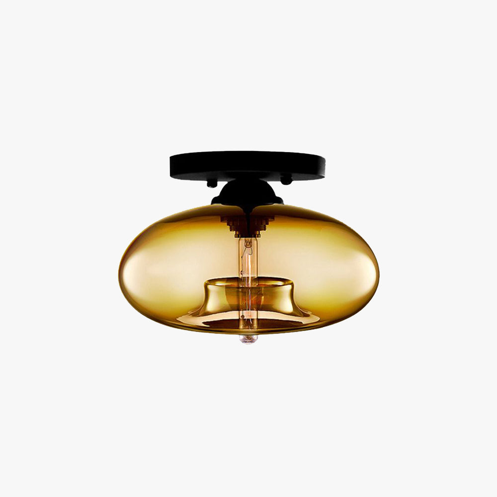 Valentina Art Deco Industrial Globe Flush-Mount Ceiling Light for Living Room