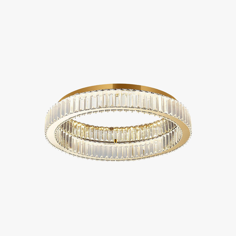 Kristy Modern Art Deco Round Crystal Flush-Mount Ceiling Light in Gold