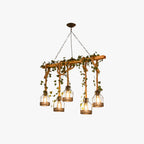 Epoch Vintage Farmhouse Caged Wood Beam Pendant Light, 3- or 5-Light