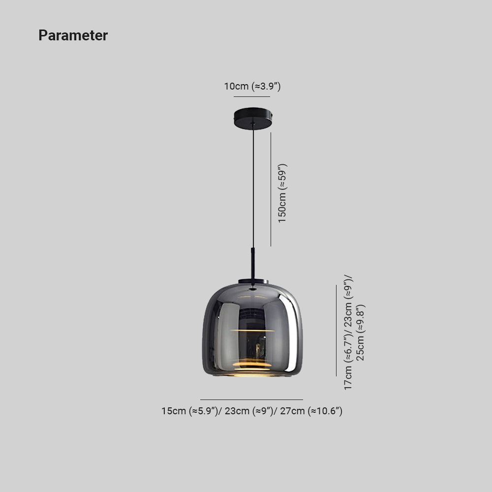 June Minimalist Pendant Light in Smoke Gray Glass