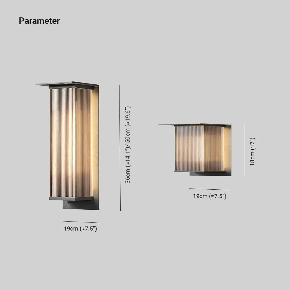 Ray Modern Black Rectangular Metal Outdoor Wall Lamp